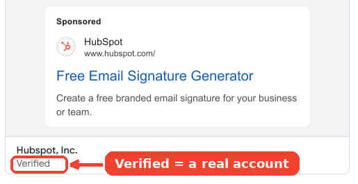 Every ad is filed under the verified advertiser, Hubspot, Inc.