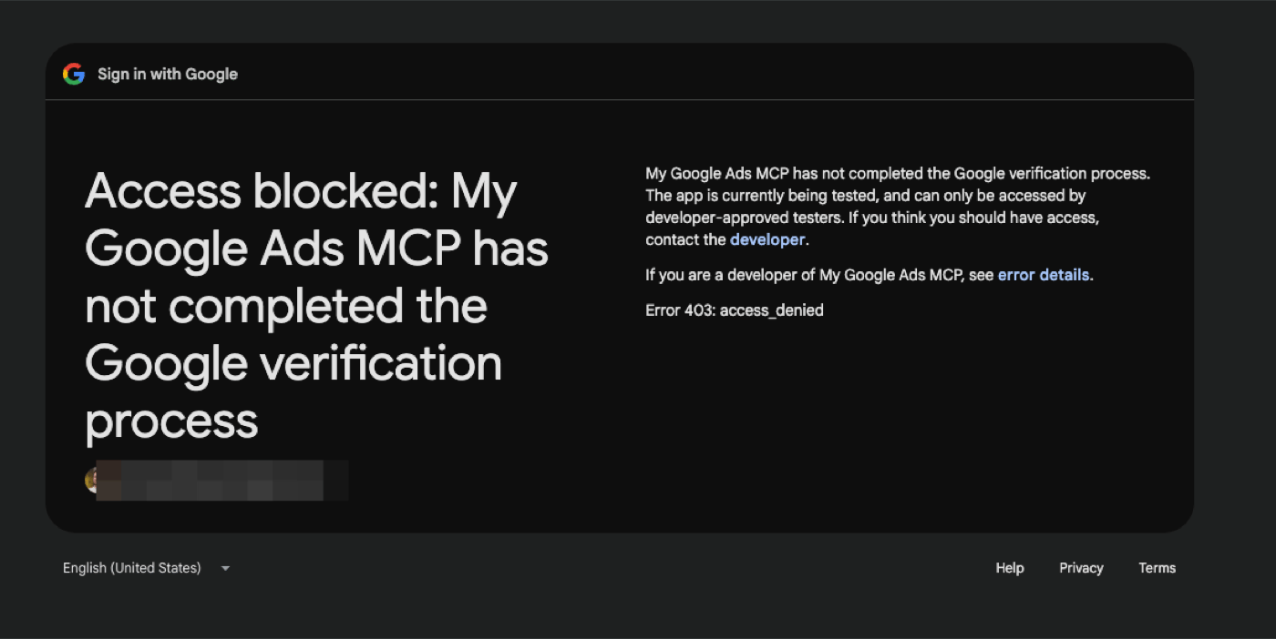 The 403 access_denied 'app is being tested' block screen