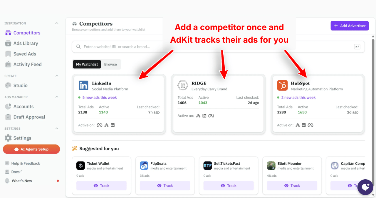 Your competitors in one watchlist