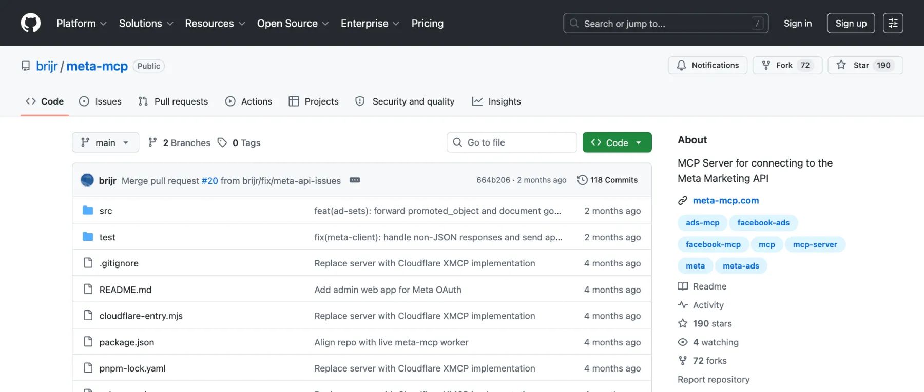 meta-mcp (brijr) for Meta Ads