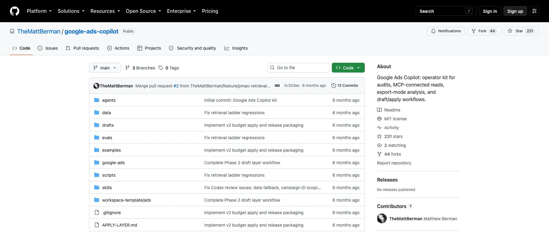 google-ads-copilot (TheMattBerman) screenshot